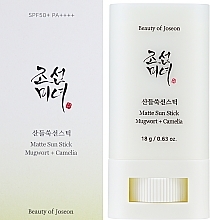 Matowy sztyft do opalania - Beauty Of Joseon Matte Sun Stick Mugwort+Camelia SPF 50+ PA++++ — Zdjęcie N2