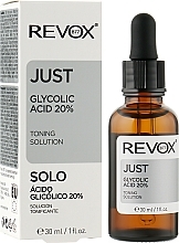 Kwas glikolowy - Revox Just Glycolic Acid 20% Toning Solution — Zdjęcie N2