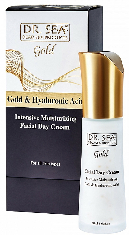 Intensywnie nawilżający krem do twarzy ze złotem i kwasem hialuronowym - Dr Sea Gold & Hyaluronic Acid Intensive Moisturizing Day Cream — Zdjęcie N1