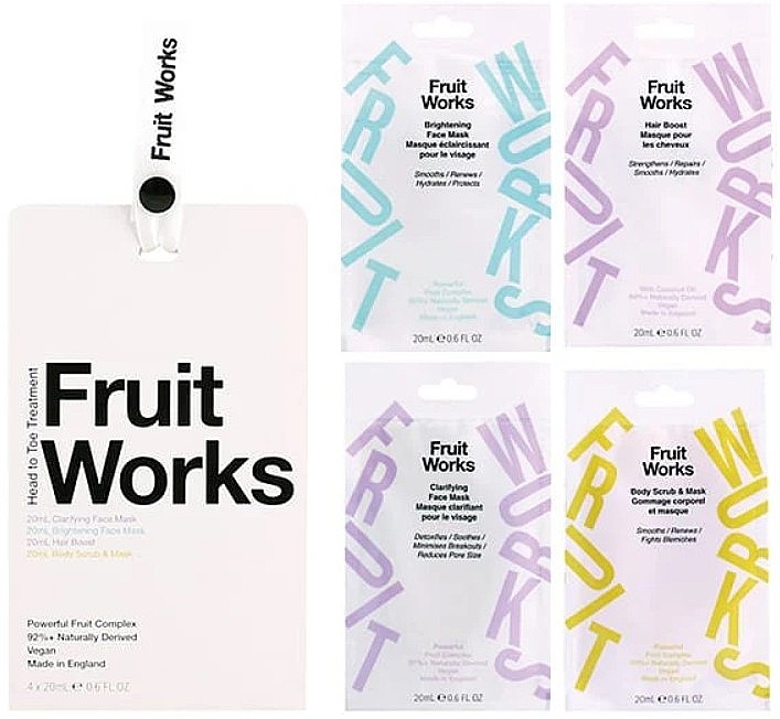 Zestaw - Fruit Works Head To Toe Treatment Wheel Gift Set (f/mask/2x20ml + h/boost/20ml + body/scrub/mask/20ml) — Zdjęcie N1