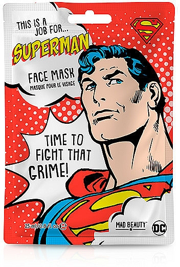 Maseczka w płachcie do twarzy Kokos - Mad Beauty DC This Is A Job For Superman Face Mask — Zdjęcie N1