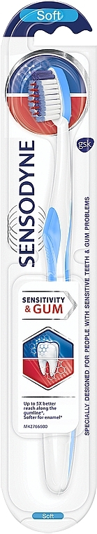 Miękka szczoteczka do wrażliwych zębów i dziąseł, niebieska - Sensodyne Sensitivity & Gum Soft Toothbrush