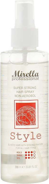 Lakier do włosów w sprayu - Mirella Professional Style Super Strong Hair Spray Non-Aerosol — Zdjęcie N4