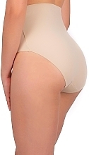 Figi bezszwowe z wysokim stanem, wycinane laserowo, Plus Size, beige - Moraj — Zdjęcie N2