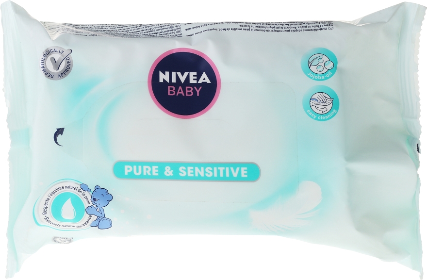 Chusteczki nawilżające dla dzieci - NIVEA BABY Pure & Sensitive Cleansing Wipes — Zdjęcie N1