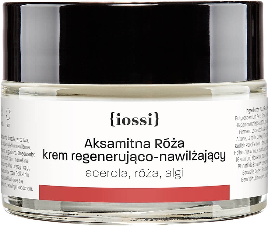 Aksamitna Róża. Krem regenerująco nawilżający. Acerola, róża, algi - Iossi Aksamitna róża — Zdjęcie N1