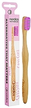 Bambusowa szczoteczka do zębów, średnio twarda, z różowym włosiem - Nordics Bamboo Toothbrush Pink Bristles — Zdjęcie N1