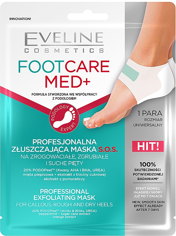 Profesjonalna złuszczająca maska do pięt - Eveline Cosmetics Foot Care Med+