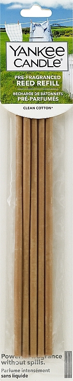 Patyczki zapachowe - Yankee Candle Clean Cotton Pre-Fragranced Reed Refill — Zdjęcie N1