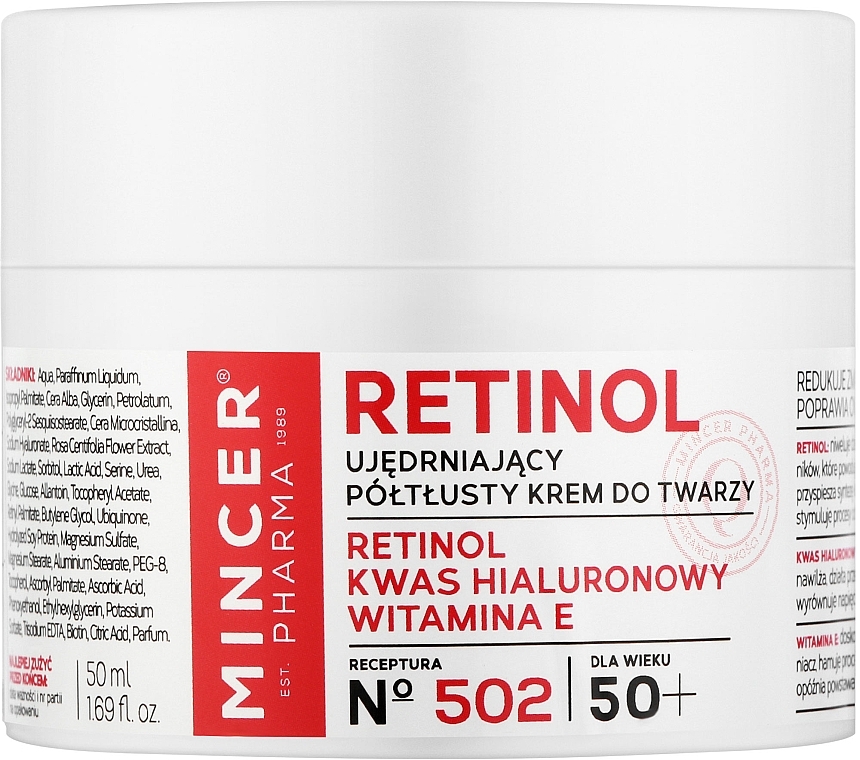 Ujędrniający krem półtłusty do twarzy 50+ - Mincer Pharma Retinol N°502 Face Cream