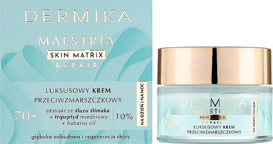 Luksusowy krem przeciwzmarszczkowy 70+ na dzień i na noc dla skóry dojrzałej, w tym wrażliwej - Dermika Maestria Skin Matrix — Zdjęcie N2
