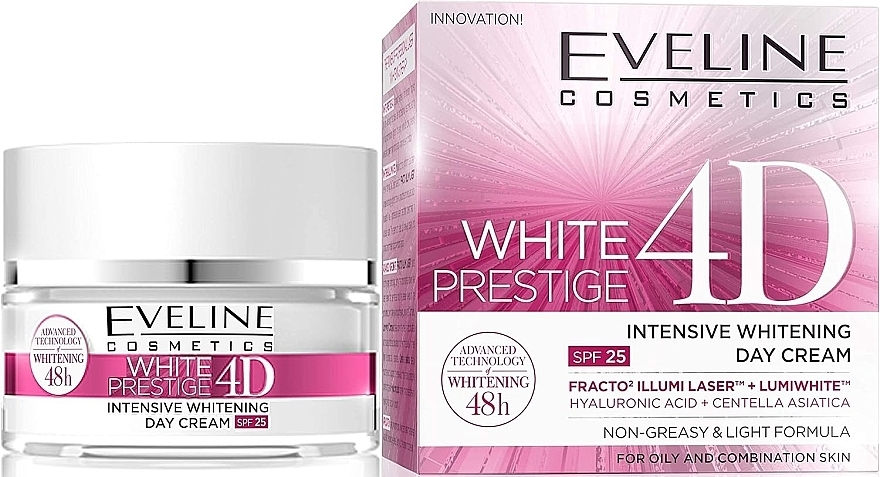 Krem do twarzy na dzień SPF 25 - Eveline Cosmetics White Prestige 4D Intensive Whitening Day Cream SPF 25 — Zdjęcie N1
