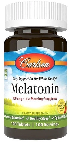 Suplement diety Melatonina o smaku truskawkowym i cytrynowym - Carlson Melatonin  — Zdjęcie N1