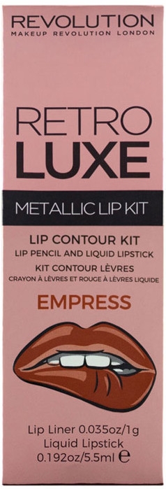 Zestaw do makijażu ust - Makeup Revolution Retro Luxe Metallic Lip Kit (lipstick 5,5 ml + l/pencil 1 g) — Zdjęcie N3