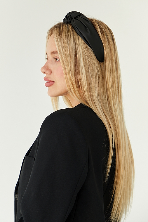Opaska do włosów, czarna Top Knot - MAKEUP Hair Hoop Band Leather Black — Zdjęcie N4