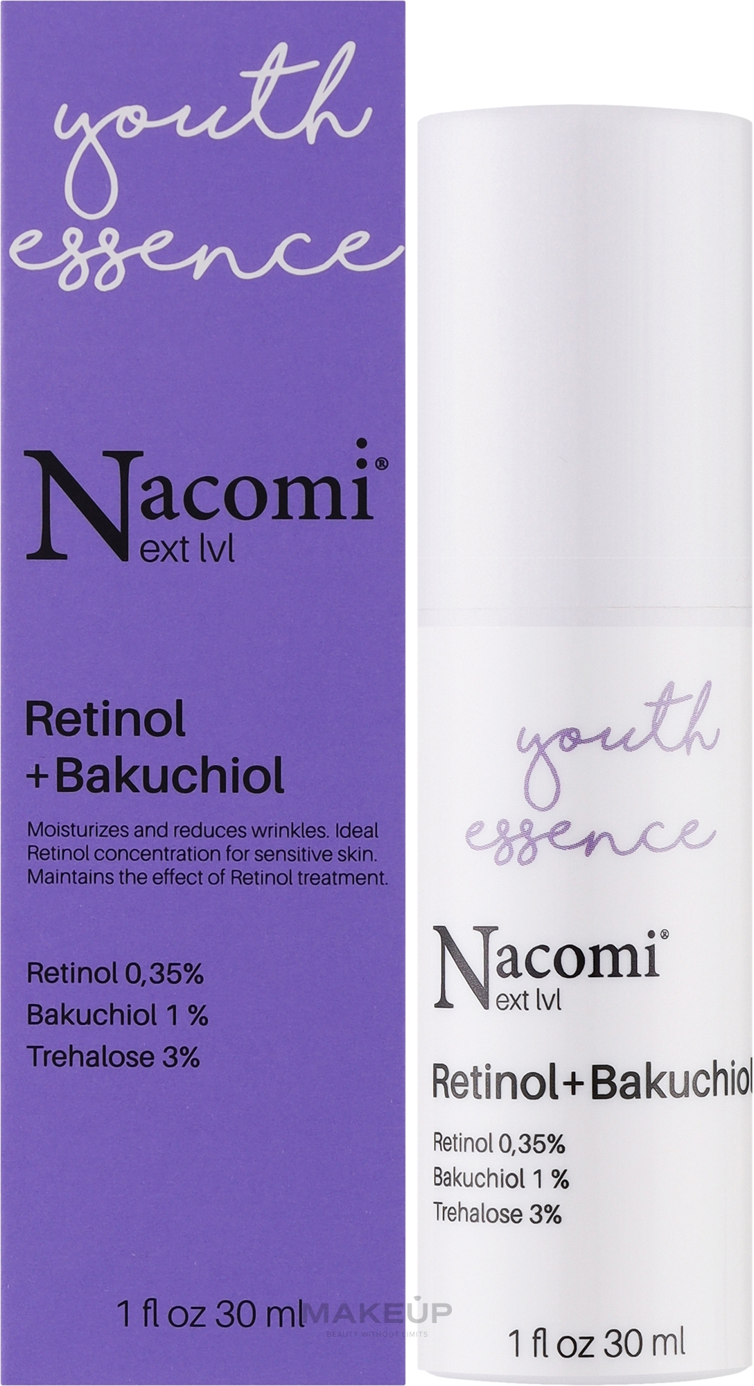 Serum przeciwstarzeniowe z retinolem i bakuchiolem - Nacomi Next Level Retinol 0,35% + Bakuchiol 1% — Zdjęcie 30 ml