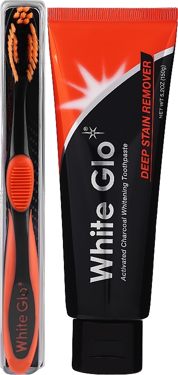 Zestaw do wybielania zębów - White Glo Charcoal Deep Stain Remover (toothpaste 150 g + toothbrush + toothpick x 8) — Zdjęcie N2