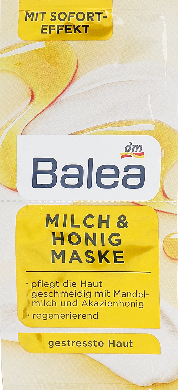 Maseczka do twarzy z mlekiem i miodem - Balea Milk And Honey Face Mask 	 — Zdjęcie N1