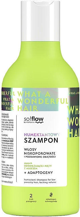 Humektantowy szampon do włosów niskoporowatych - So!Flow by VisPlantis Shampoo  — Zdjęcie N1