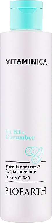 Woda micelarna dla każdego rodzaju skóry - Bioearth Vitaminica Vit B3 + Cucumber Micellar Water