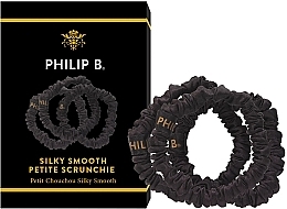 Gumki do włosów, 3 szt., czarne - Philip B Silky Smooth Petite Scrunchie — Zdjęcie N2