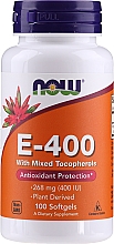 Naturalna antyoksydacyjna witamina E-400 + mieszanka tokoferoli - Now Foods E-400 With Mixed Tocopherols Softgels — фото N3