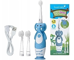 Elektryczna szczoteczka do zębów, 0-10 lat - Brush-Baby WildOnes Evie Elephant Sonic Toothbrush — Zdjęcie N2