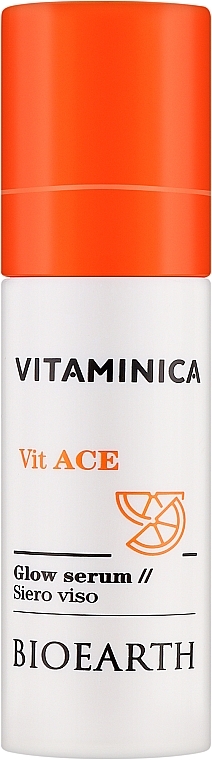 Antyoksydacyjne serum rozjaśniające do twarzy - Bioearth Vitaminica Vit ACE Glow Serum — Zdjęcie N1