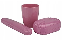 Kup Zestaw podróżny, różowy - Sanel Comfort II (cup1/pcs + toothbr/case/1pcs + soap/case/1pcs)