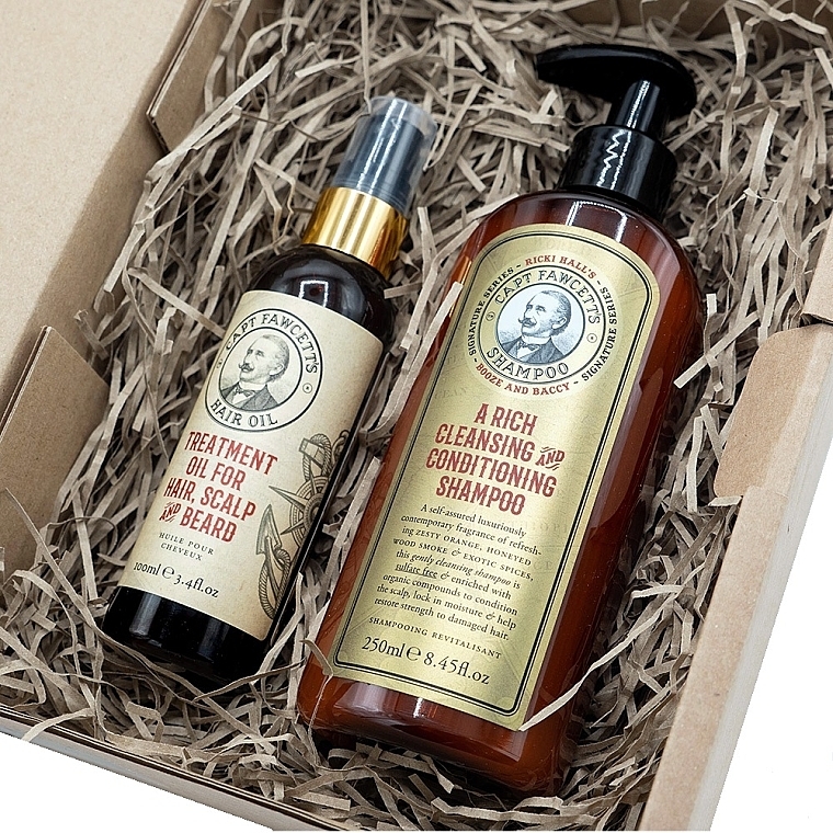 Zestaw - Captain Fawcett Hair Care Gift Set (shamp/250ml + treatment/oil/100ml) — Zdjęcie N2