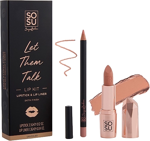 Zestaw dla mężczyzn - Sosu by SJ Let Them Talk Unveiled Lip Kit (lipstick/3,5g + lip/liner/1,35g) — Zdjęcie N1