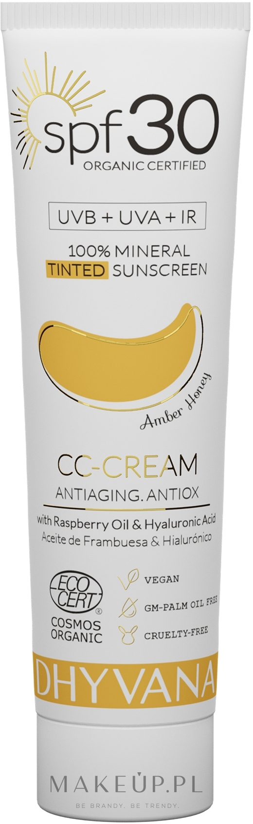 Krem CC z filtrem przeciwsłonecznym SPF 30 - Dhyvana Raspberrry Oil & Hyaluronic Acid CC-Cream — Zdjęcie Amber Honey