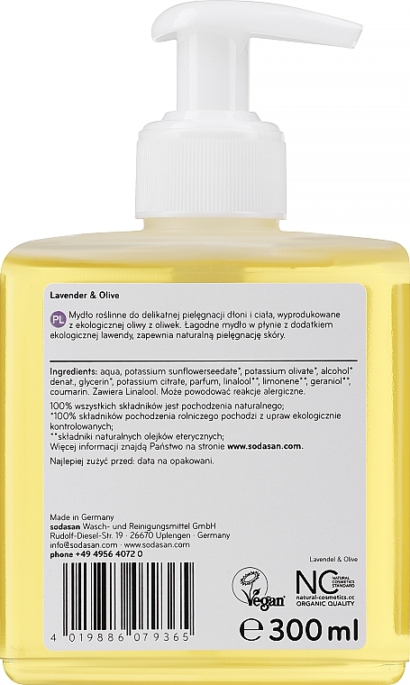 Kojące mydło w płynie Lawenda i oliwka - Sodasan Liquid Lavender-Olive Soap — Zdjęcie N4