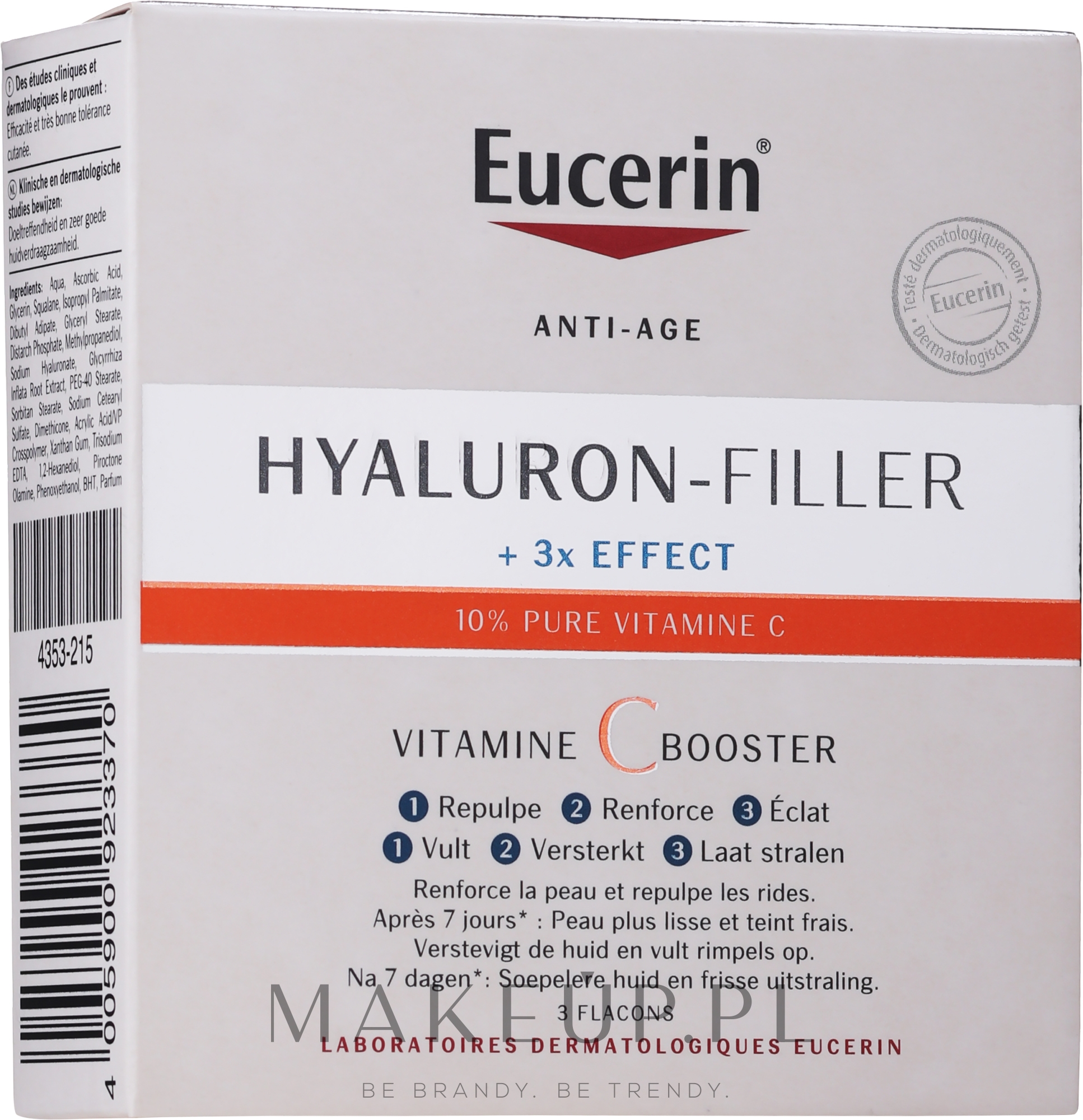Serum przeciwzmarszczkowe do twarzy z witaminą C - Eucerin Hyaluron-Filler Vitamin C Booster — Zdjęcie 3 x 8 ml