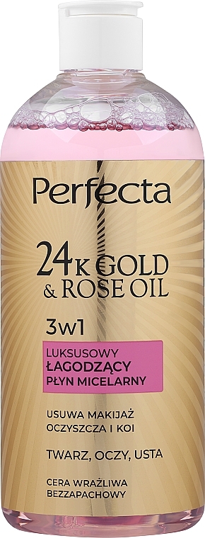 Luksusowy płyn micelarny do skóry wrażliwej - Perfecta 24k Gold & Rose Oil — Zdjęcie N1
