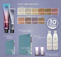 Zestaw do włosów farbowanych - Affinage Salon Professional Infiniti Toners/Metallic Toners Intro Kit (hair/dye/4x100 ml + 6/60 ml + converter/2x250 ml + h/cond/10 ml + h/shm/10 ml) — Zdjęcie N3