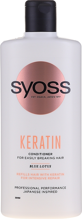 Odżywka do włosów zniszczonych i łamliwych - Syoss Keratin Hair Perfection Conditioner Blue Lotus