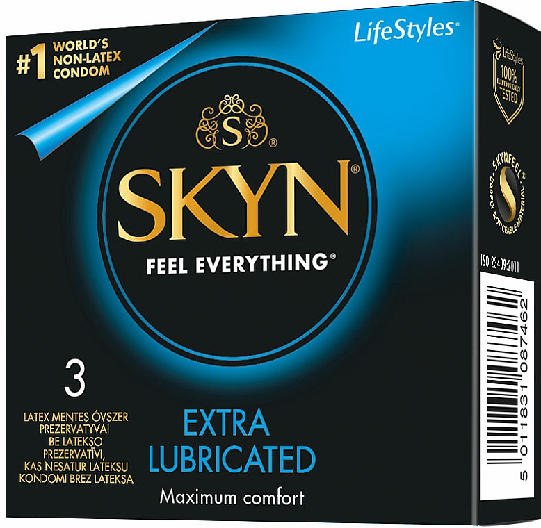 Prezerwatywy bez lateksu, 3 szt - Skyn Extra Lubricated