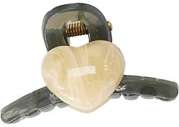 Klips krabowy, szary z beżowym sercem - Lolita Accessories — Zdjęcie N1