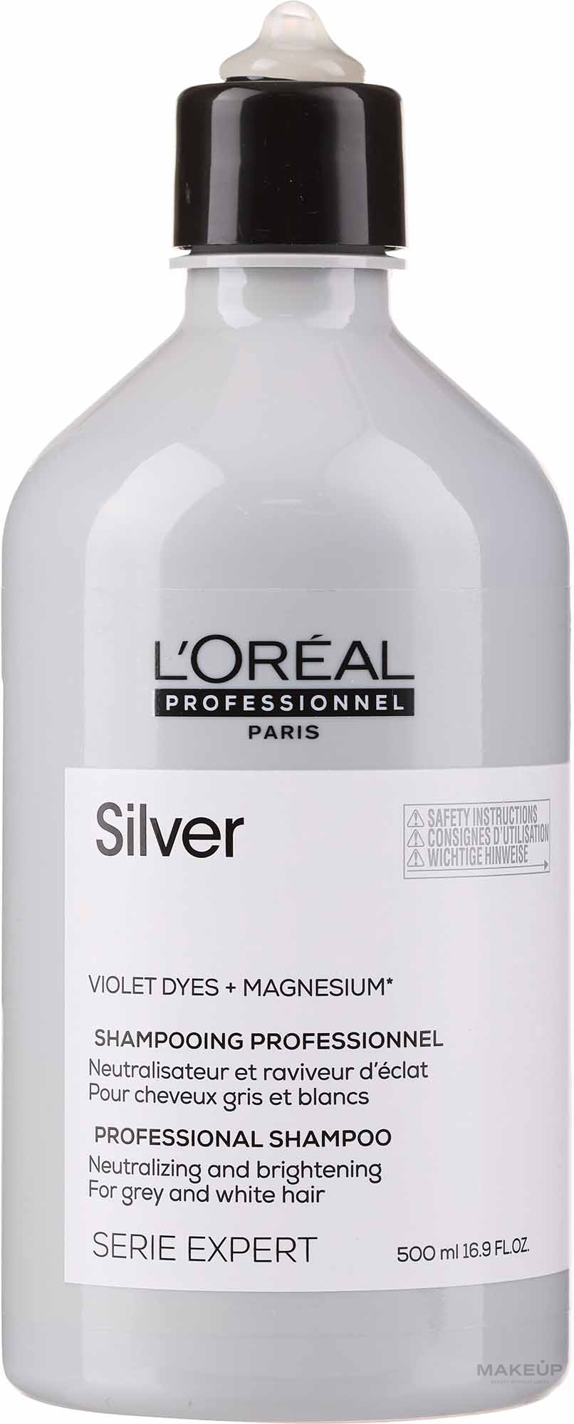 PRZECENA! Rozjaśniający szampon do włosów siwych - L'Oreal Professionnel Serie Expert Magnesium Silver Shampoo * — Zdjęcie 500 ml NEW