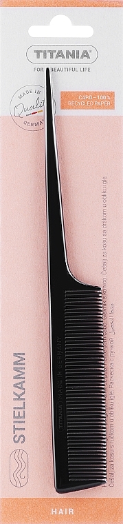 Grzebień ze szpikulcem z tworzywa sztucznego 20,5 cm, czarny - Titania — Zdjęcie N1