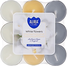 Zestaw podgrzewaczy Białe kwiaty, 18 sztuk - Bispol White Flowers Scented Candles — Zdjęcie N1