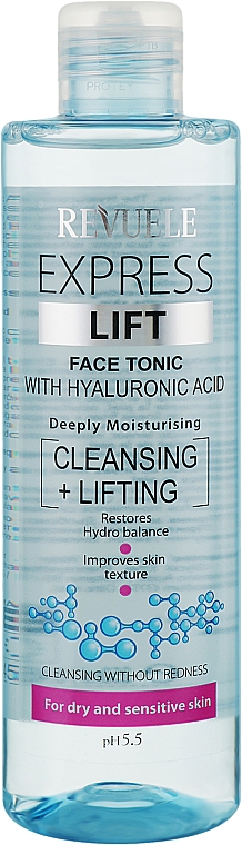Liftingujący tonik do twarzy z kwasem hialuronowym - Revuele Express Lift Hyaluronic Face Tonic