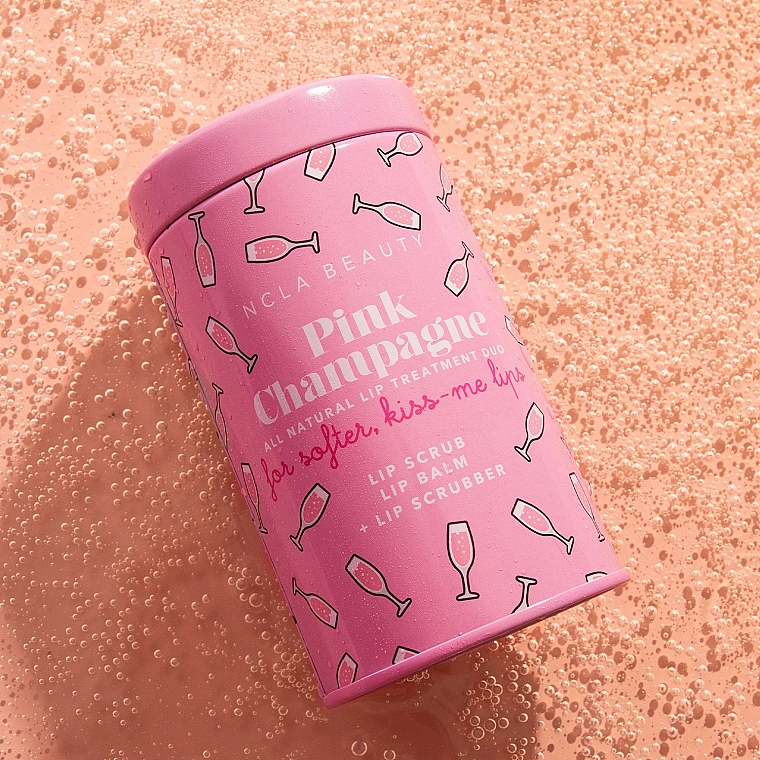 Zestaw do pielęgnacji ust Różowy szampan - NCLA Beauty Pink Champagne (l/balm/10ml + l/scrub/15ml + scrubber) — Zdjęcie N2