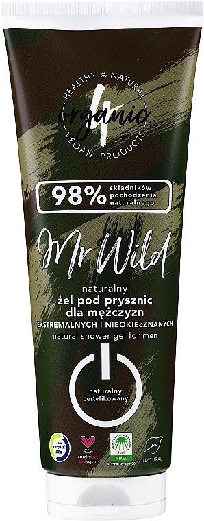Naturalny żel pod prysznic dla mężczyzn o korzenno-cytrusowym aromacie - 4Organic Mr Wild — Zdjęcie N2