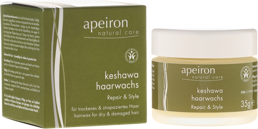 Stylizujący wosk do włosów suchych i zniszczonych - Apeiron Keshawa Hair Wax Repair & Style — Zdjęcie N3