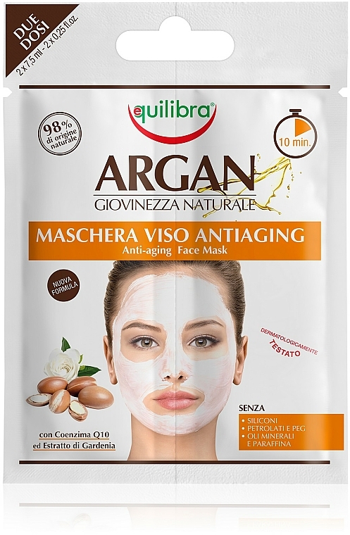 Arganowa maseczka przeciwstarzeniowa do twarzy - Equilibra Argan Face Mask