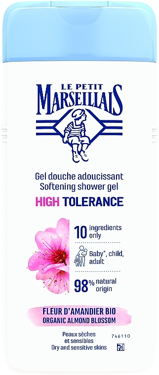 Delikatny żel pod prysznic o wysokiej tolerancji z kwiatem migdału BIO - Le Petit Marseillais High Tolerance Almond Blossom Softening Shower Gel — Zdjęcie N1