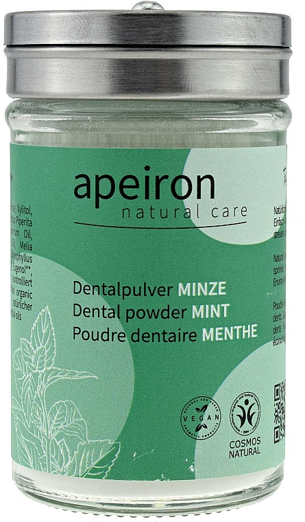 Pasta do zębów w proszku Mięta bez fluoru - Apeiron Dental Powder Mint  — Zdjęcie N1