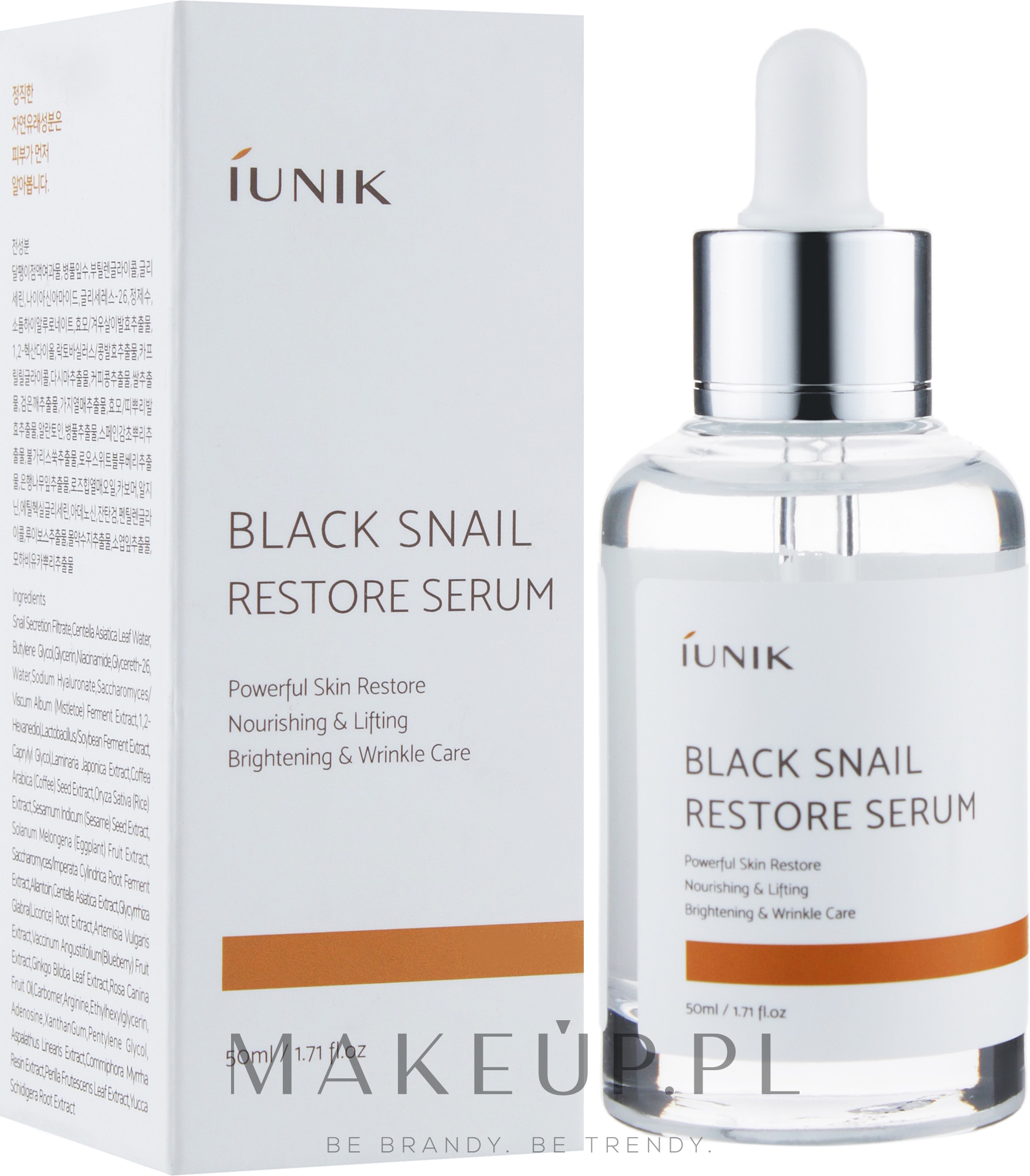 Odnawiające serum do twarzy z ekstraktem ze śluzu czarnego ślimaka - iUNIK Black Snail Restore Serum — Zdjęcie 50 ml